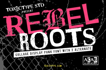 Rebel Roots – collage display punk font with 2 alternate