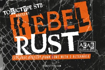 Rebel Rust – collage display punk font with 2 alternate