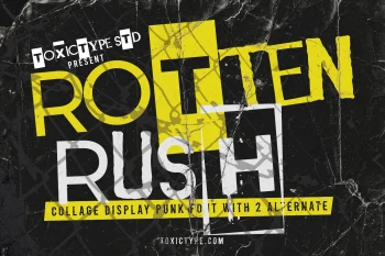 Rotten Rush – collage display punk font with 2 alternate