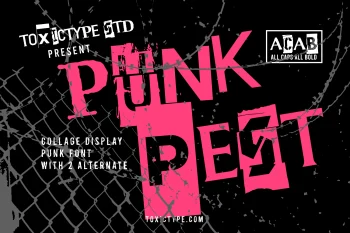 Punk Pest – collage display punk font with 2 alternate
