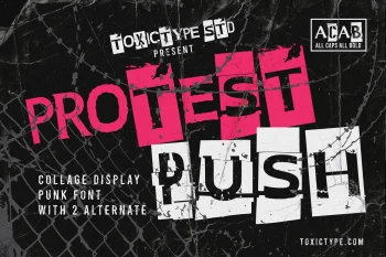 Protest Push – collage display punk font with 2 alternate