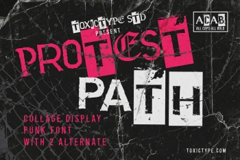 Protest Path – collage display punk font with 2 alternate