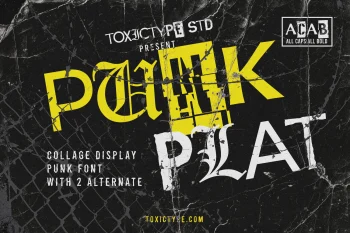 Punk Plat – collage display punk font with 2 alternate