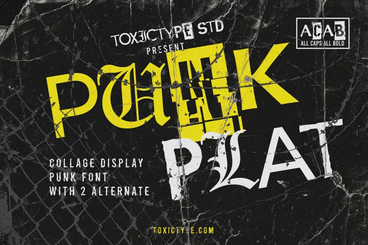 Punk Plat – collage display punk font with 2 alternate – ToxicType